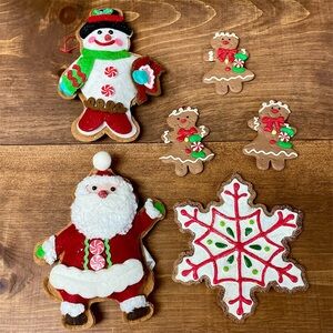 Bundle Of Gingerbread Christmas Cookie Ornaments Snowflake Santa Claus Snowman